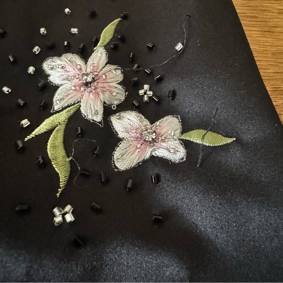 LARA Designs Size 8 Strapless Black Gown Floral Applique Beaded Embroidered - Picture 14 of 14